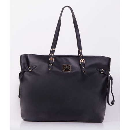 Torebka damska Femestage shopper ze ściągaczami miękka czarna