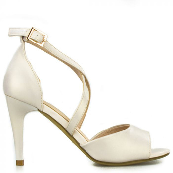 Sandały na szpilce retro perłowe beżowe Sergio Leone