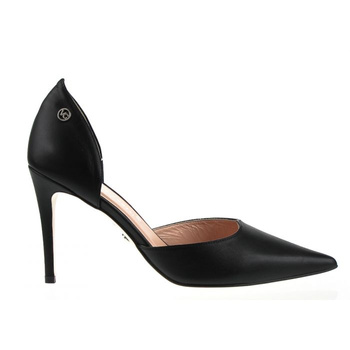 Sandały szpilki skórzane czarne Victoria Gotti
