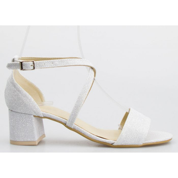 Sandały retro mieniące się srebrne Optimo