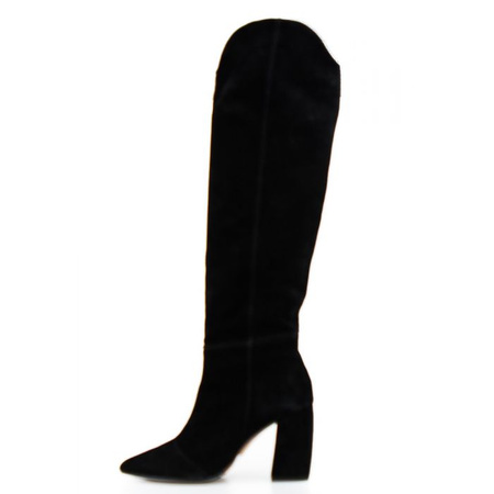 Kozaki damskie welurowe skórzane czarne J. Wolski