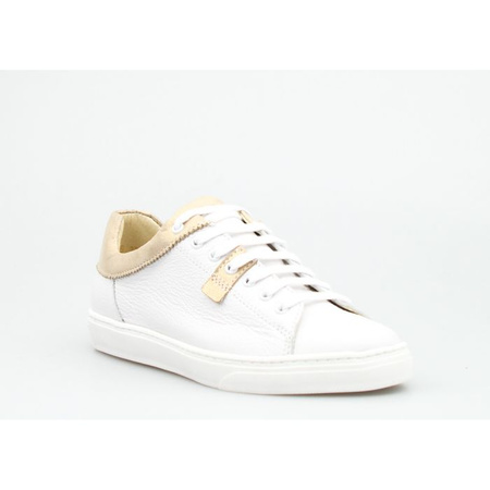 Tenisówki skórzane z mieniącymi się wstawkami białe złote Clasicco