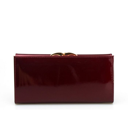 Portfel Damski Skórzany Moretti Lakierowany Czerwony