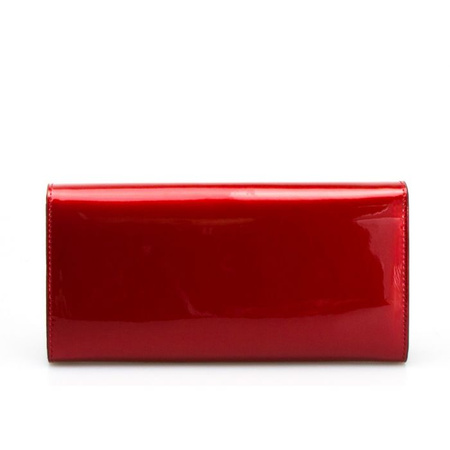 Portfel Damski Skórzany Moretti Duży Lakierowany Czerwony