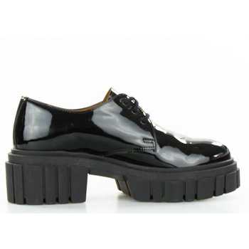 Półbuty skórzane lakierowane na obcasie czarne Sempre