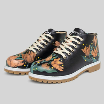 Botki wegańskie w tulipany czarne Mumka