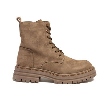 Trapery workery na platformie zamszowe khaki Sergio Leone TR915