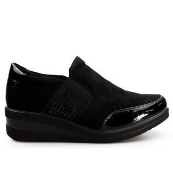 Sneakersy wsuwane z gumkami z cyrkoniami czarne Sergio Leone