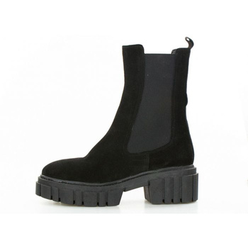 Sztyblety skórzane welurowe wysokie czarne Sempre