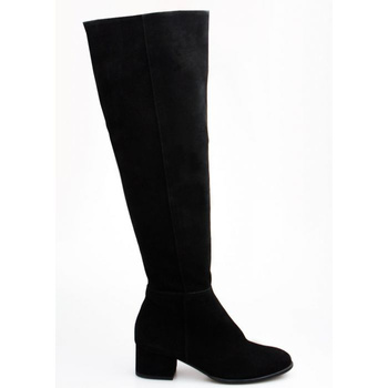 Kozaki skórzane ocieplane czarne Sempre