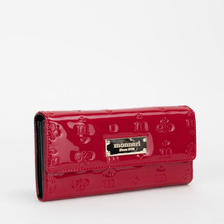 Portfel damski Monnari duży lakierowany z monogramem czerwony PUR0090