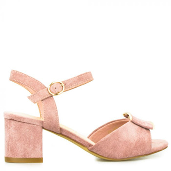 Sandały na klocku zamszowe różowe Sergio Leone