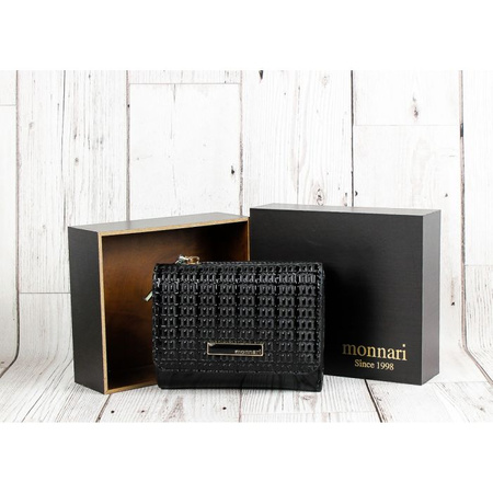 Portfel Damski Skórzany Ze Wzorem Logo Monnari Czarny