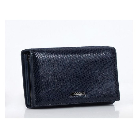 Portfel Damski Skórzany Monnari Lakierowany z Wzorem Granatowy