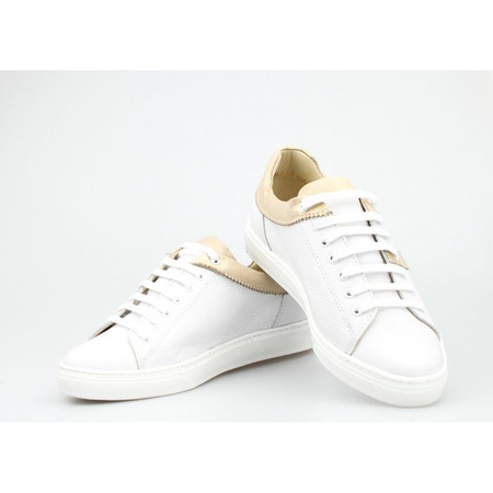 Tenisówki skórzane z mieniącymi się wstawkami białe złote Clasicco