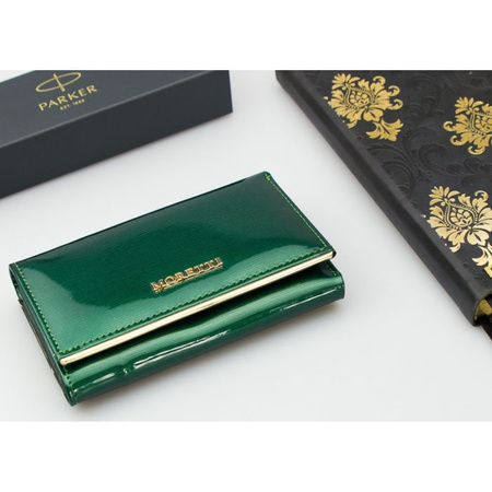 Portfel Damski Skórzany Moretti z Biglem Zielony