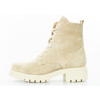 Workery skórzane zamszowe beżowe Sempre