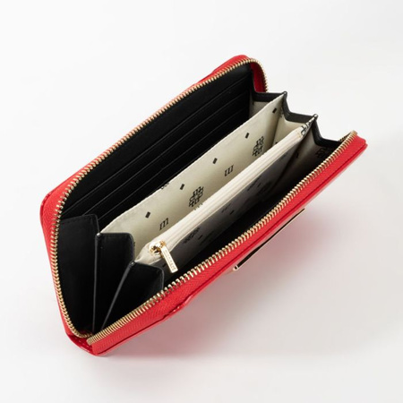 Portfel damski Monnari duży na zamek lakierowany pikowany czerwony PUR0070