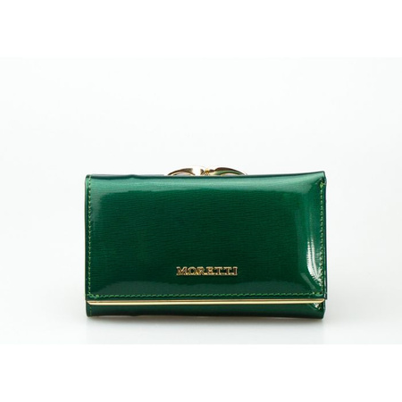 Portfel Damski Skórzany Moretti z Biglem Zielony