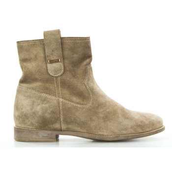 Botki kowbojki skórzane welurowe płaskie taupe Sempre