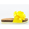 Klapki damskie z ozdobą eko zamsz żółte