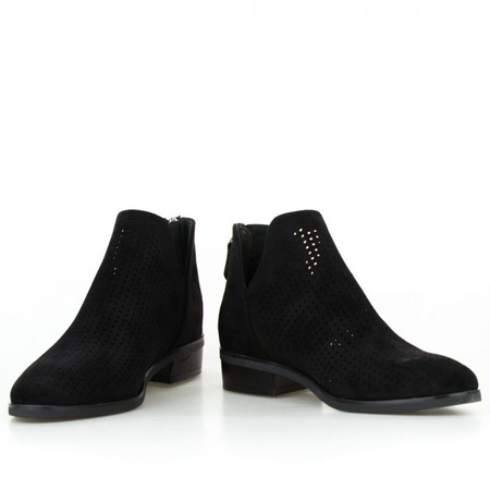 Półbuty zamszowe ażurowe czarne Potocki