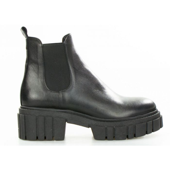 Sztyblety skórzane licowe na platformie czarne Sempre