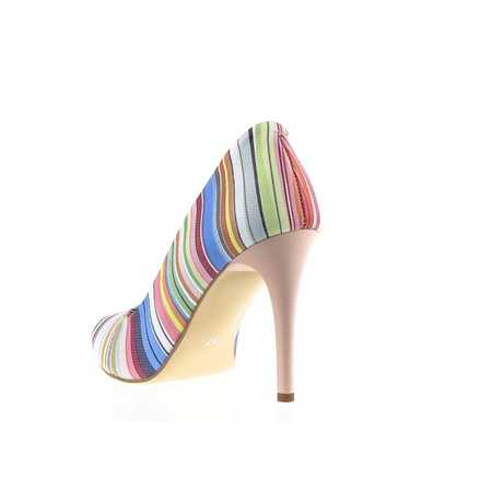 Skórzane czółenka z kolorowymi paskami J. Wolski