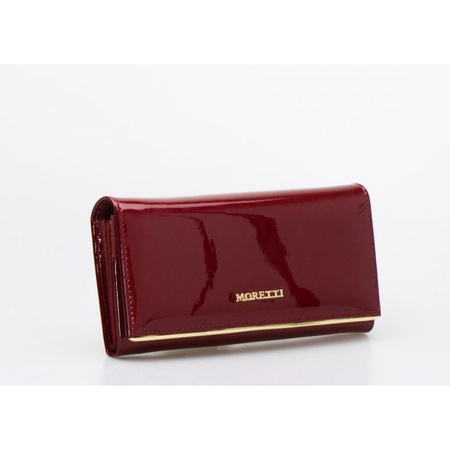 Portfel Damski Skórzany Moretti z Kieszonką Czerwony