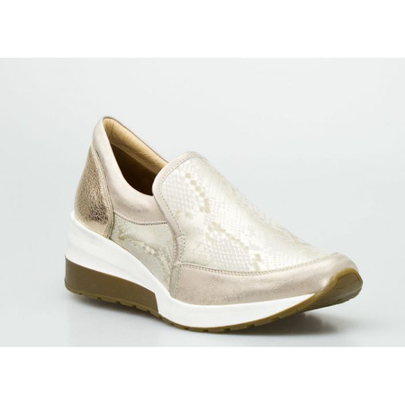 Sneakersy wężowe skórzane złote Aga