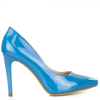 Szpilki wysokie lakierowane niebieskie Sergio Leone