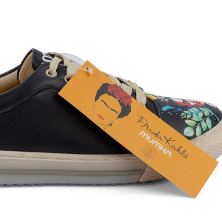 Sneakersy wegańskie z Fridą Kahlo czarne Mumka FRIDASNK25-003