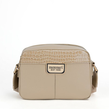 Torebka damska Monnari listonoszka z lakierowanym wzorem w łuski ciemnobeżowa BAG2920