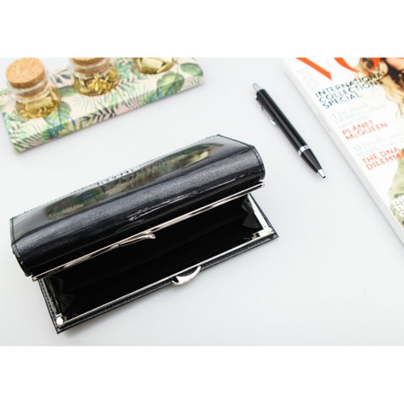 Portfel Damski Skórzany Moretti Czarny RFID Secured