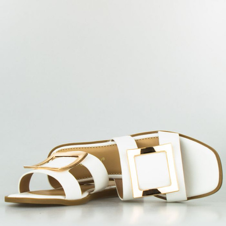 Klapki ze złotą ozdobą białe Potocki