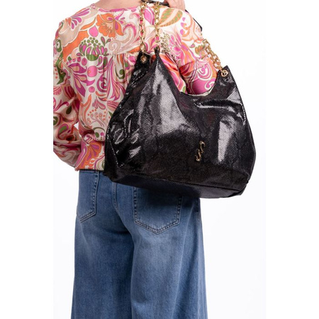 Torebka damska Femestage shopper z połyskującym wzorem czarna