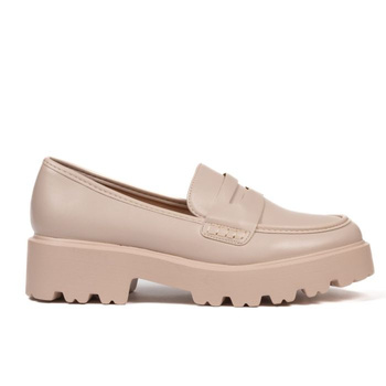 Mokasyny na platformie jednokolorowe matowe beżowe 20822-3