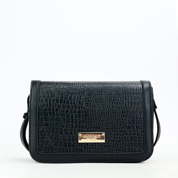 Torebka damska Monnari listonoszka z klapą w łuski czarna BAG1870