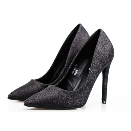 Szpilki z brokatem czarne