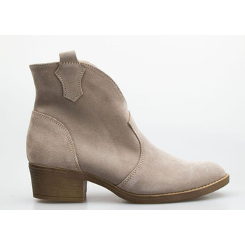 Botki kowbojki skórzane zamszowe ocieplane cappuccino Optimo 611