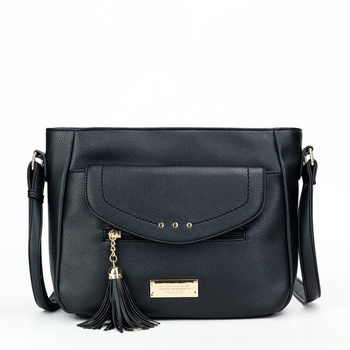 Torebka damska Monnari listonoszka w grochy czarna BAG1490