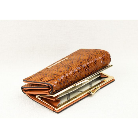 Portfel Damski Skórzany Monnari Lakierowany Brązowy