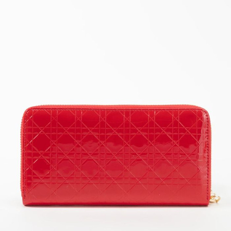 Portfel damski Monnari duży na zamek lakierowany pikowany czerwony PUR0070