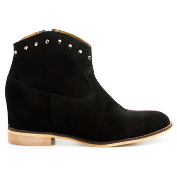 Botki kowbojki skórzane z dżetami czarne Sempre