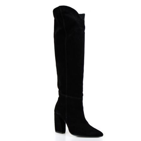 Kozaki damskie welurowe skórzane czarne J. Wolski