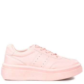 Tenisówki na platformie jednokolorowe różowe
