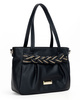 Torebka damska Monnari klasyczna w grochy z warkoczem czarna BAG5640