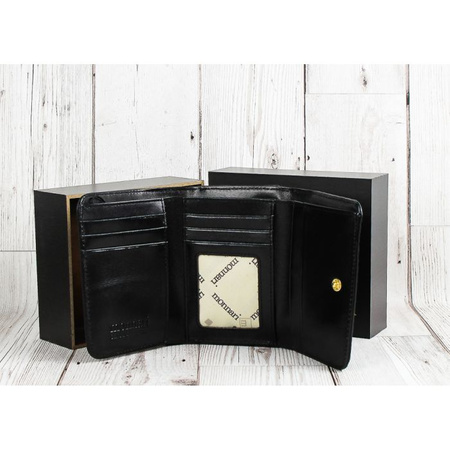 Portfel Damski Skórzany Ze Wzorem Logo Monnari Czarny