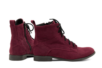 Workery trzewiki zamszowe bordowe Butdam TRW