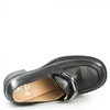 Półbuty na klocku ze srebrną ozdobą skórzane czarne Sempre